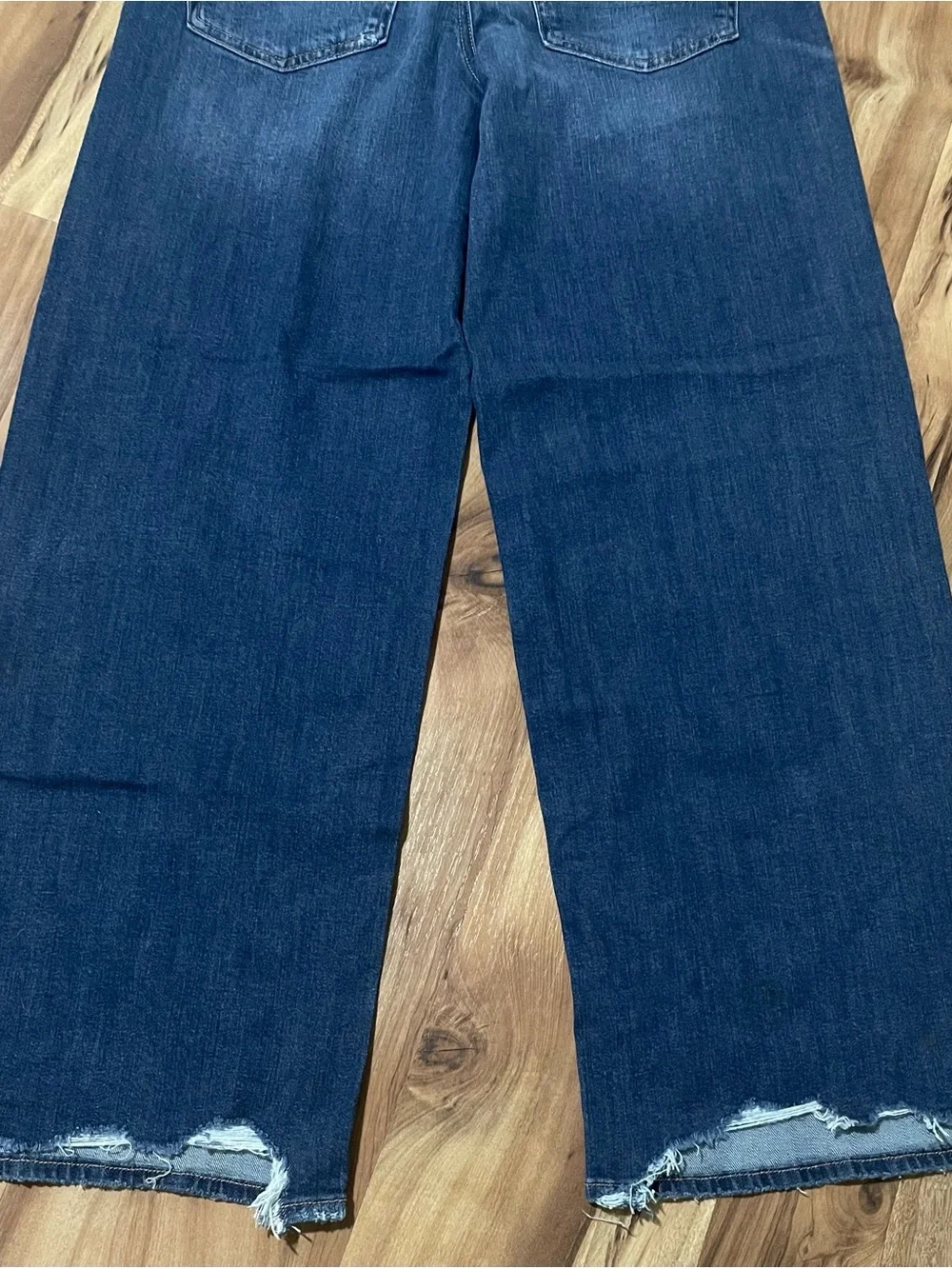AE Low Rise Baggy Wide Leg Dreamy Drape Stretch Denim Jeans Raw Hem Sz 2